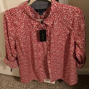 Tommy Hilfiger Red and White Floral Shirt